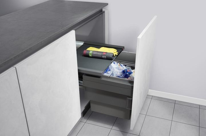 Produktbild Hailo Einbau-Abfallsammler 2f 2x28l basaltgrau (56 l)