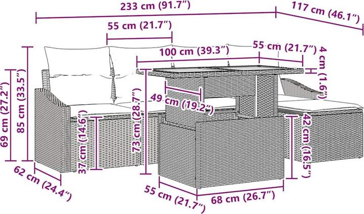 Produktbild vidaXL Gartensatz (100 x 55 x 73 cm)