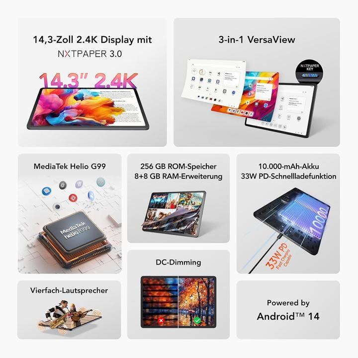 Actual product image TCL Nxtpaper 14 (WLAN only, 14.30", 256 GB, Grey)