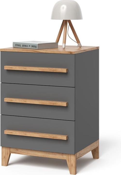 Image du produit VitaliSpa Kommode Malia, Grau/Artisan/Artisan, 60 x 88 cm mit 3 Schubladen (60 x 53.40 x 88 cm)