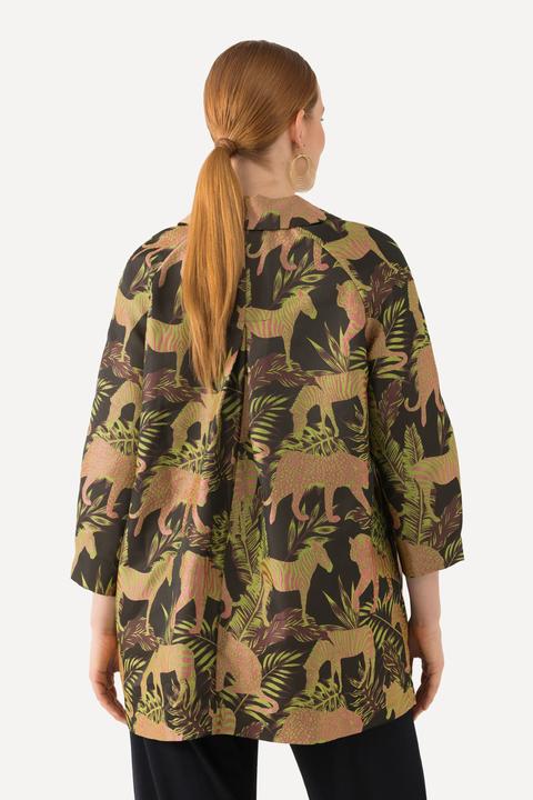 Produktbild Ulla Popken Jacke, Jacquardmuster, Hemdkragen, Druckknöpfe (56)
