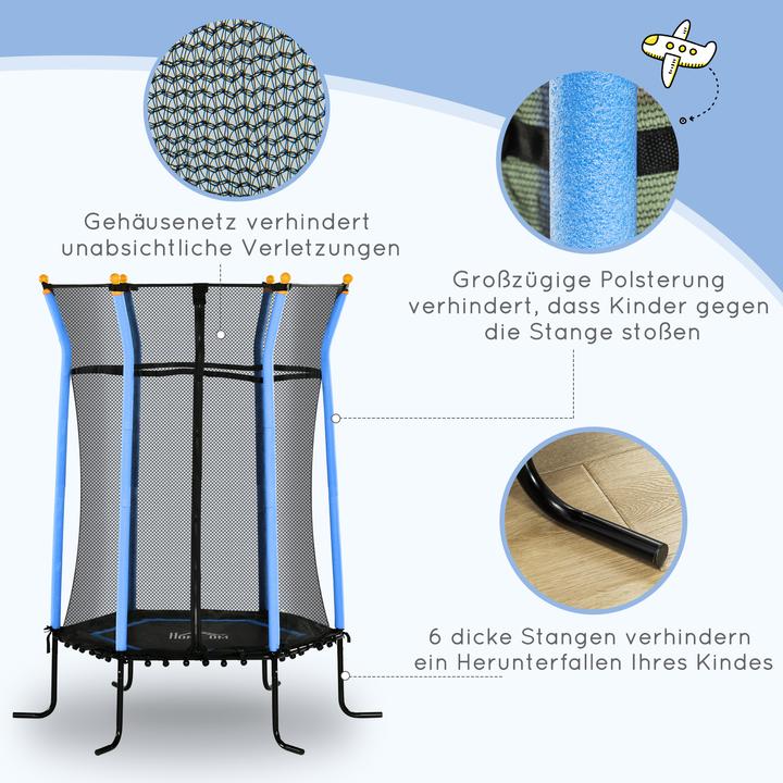 Produktbild Homcom Kindertrampolin Stahl, Kunststoff Blau (163.50 cm)