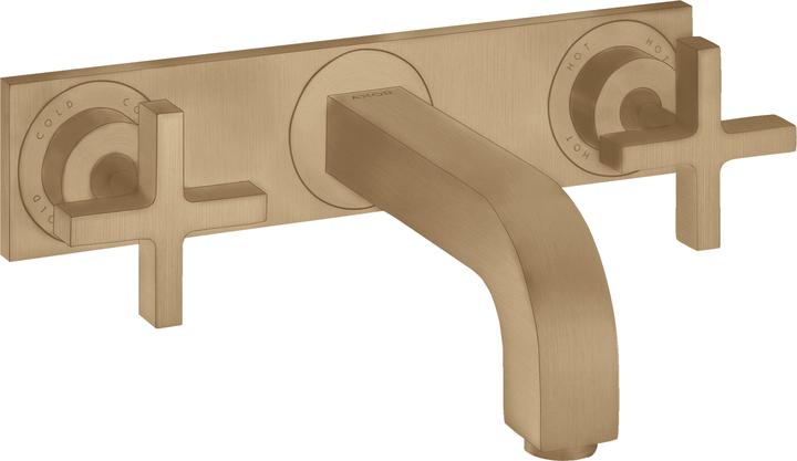 Actual product image Axor Citterio 3-hole basin mixer flush-mounted, spout 226mm, cross handles, plate for wall