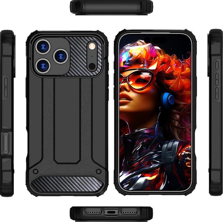 Actual product image Hurtel Hybrid Armor Case für iPhone 17 Pro Max - Schwarz (Apple iPhone 17 Pro Max)