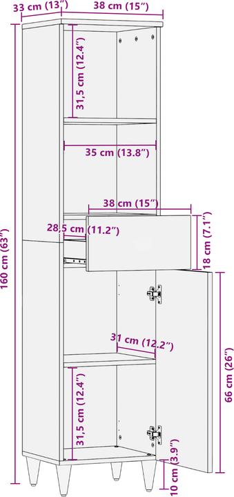Image du produit vidaXL Sideboard (33 x 38 x 160 cm)