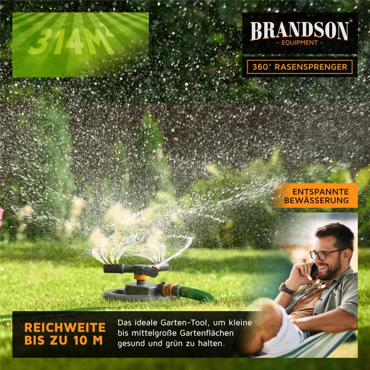 Image du produit Brandson 2x Kreisregner Garten Sprinkler, 360° Rasensprenger rund, 3 Arm, rotierend, für Flächen bis 314 m² (Arroseur circulaire)