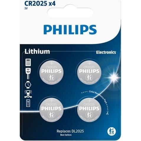 Philips knapcellebatteri al litio CR2025 4-pak - 2272839, Batterie + pile
