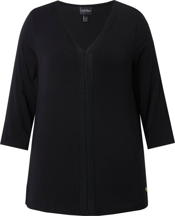 Actual product image Ulla Popken Ribbed Detail 3/4 Sleeve Lyocell Tee (56)