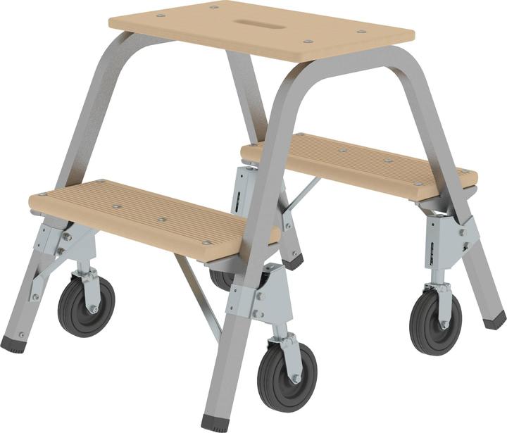 Produktbild Munk Stahl-Holz-Tritt mit Bockrollen 2x2 Stufen (Gerüst, 62 cm)