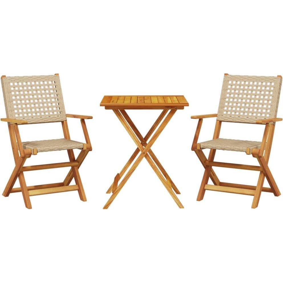 VidaXL, Gartentisch + Balkontisch, 3-tlg. Bistro-Set und (60 cm)