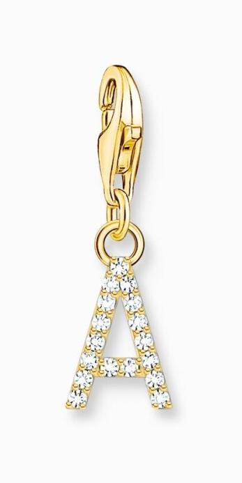 Actual product image Thomas Sabo Charm Pendant Letter A with White Stones Gold Plated (925 silver)