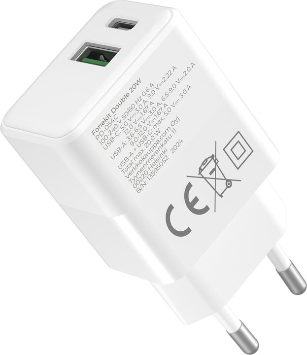 Immagine prodotto FoneKit Double 20W Charger, USB-C + USB-A, white