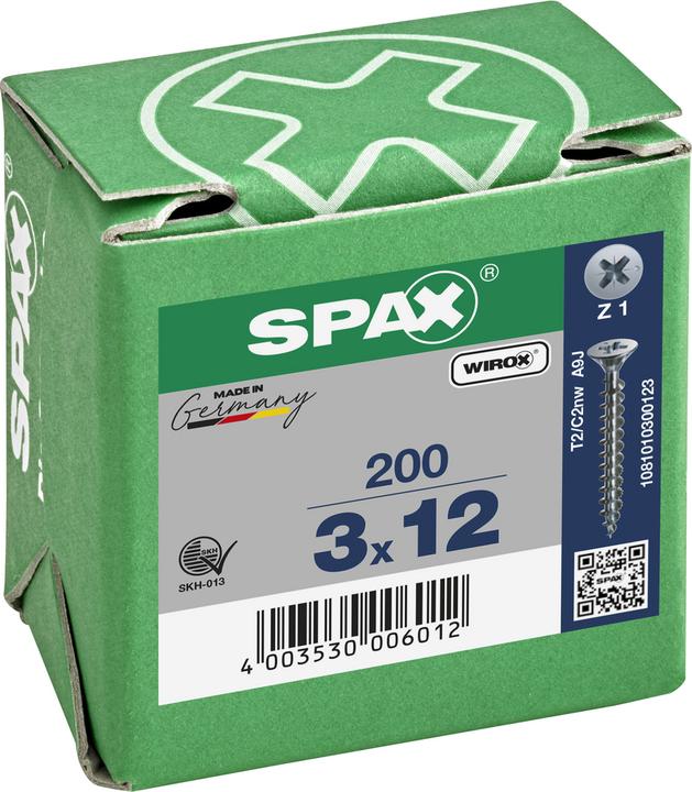 Produktbild Spax Senkkopf Bremsrippen Kreuzschlitz Z1 Vollgewinde (200 Schrauben pro Stück)