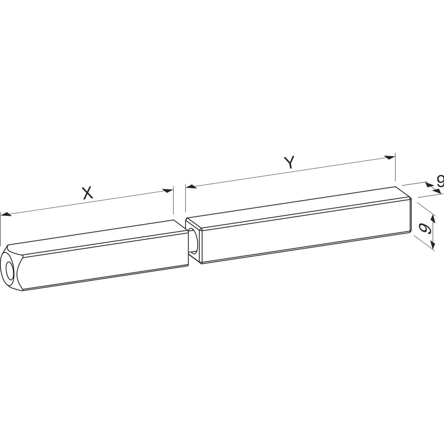 ECO, Türbeschlag + Scharnier, Drückerstift geteilt Vierkant 9 mm, 75/75 mm Vierkantstift Stahl verzinkt