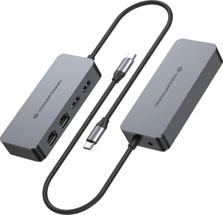 Actual product image Conceptronic Adapter USB-C->2xRJ45+2xUSB-A3.2 5Gbps (USB-C, 2 ports)
