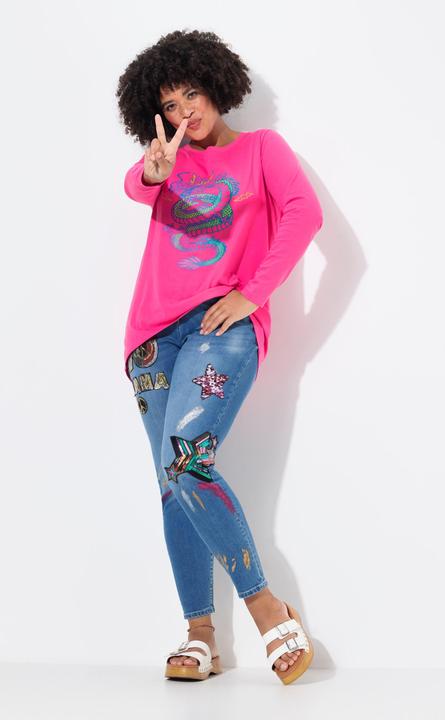 Image du produit Angel of Style Slim-Fit Jeans, bequeme Passform, Patches, 5-Pocket (52)