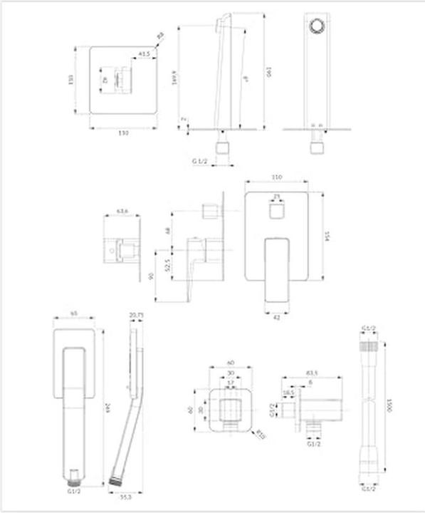 Actual product image Omnires Parma Unterputz-Duschset mit Auslauf, mattschwarz