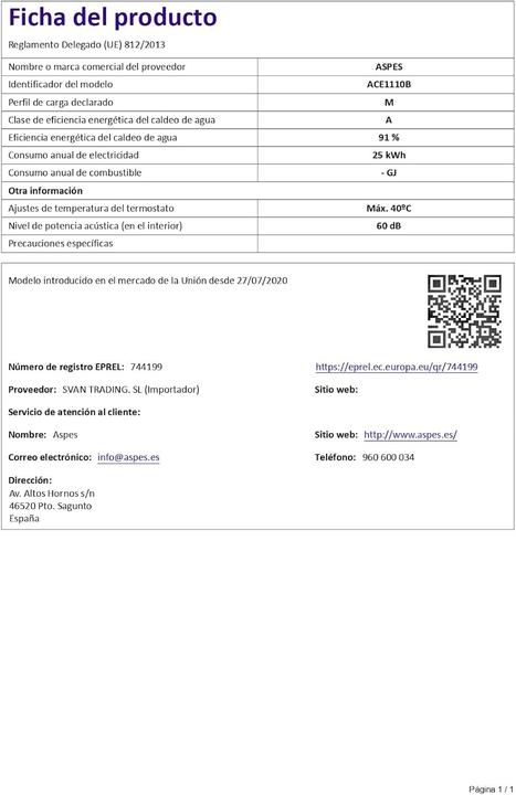 Produktbild Aspes ACE1110B