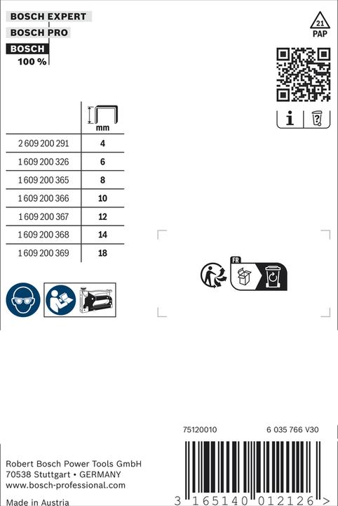 Produktbild Bosch Professional Zubehör Feindrahtklammer Typ 53, 11,4 x 0,74 x 6 mm, 1000er-Pack