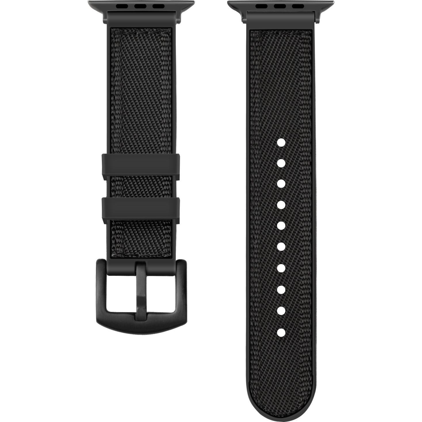 Strap-it Armband (Silikon, Nylon, Apple Watch), Uhrenarmband, Schwarz
