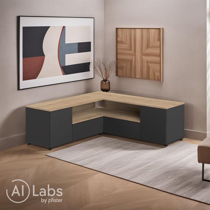 Actual product image Temahome Angle TV Stand black and oak (40 x 46 cm)