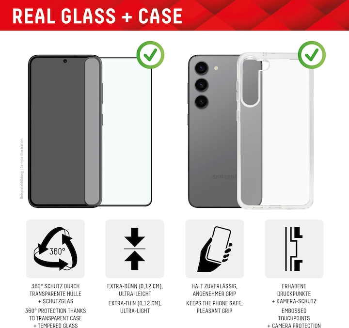 Actual product image Displex Real Glass + Case (1 Piece, Samsung Galaxy S24 Ultra)