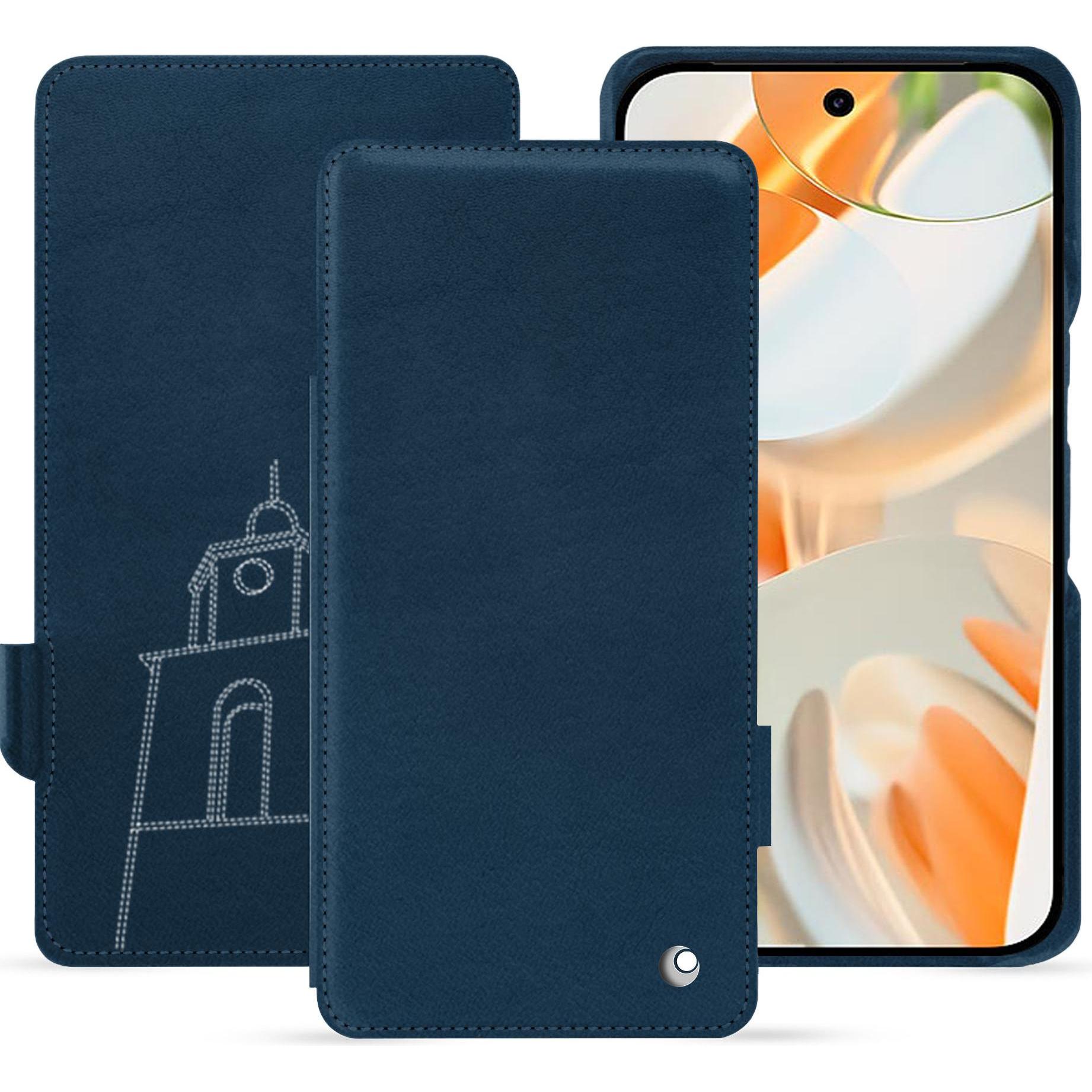 Noreve Lederschutzhülle horizontal (Google Pixel 9 Pro Fold), Smartphone Hülle, Blau