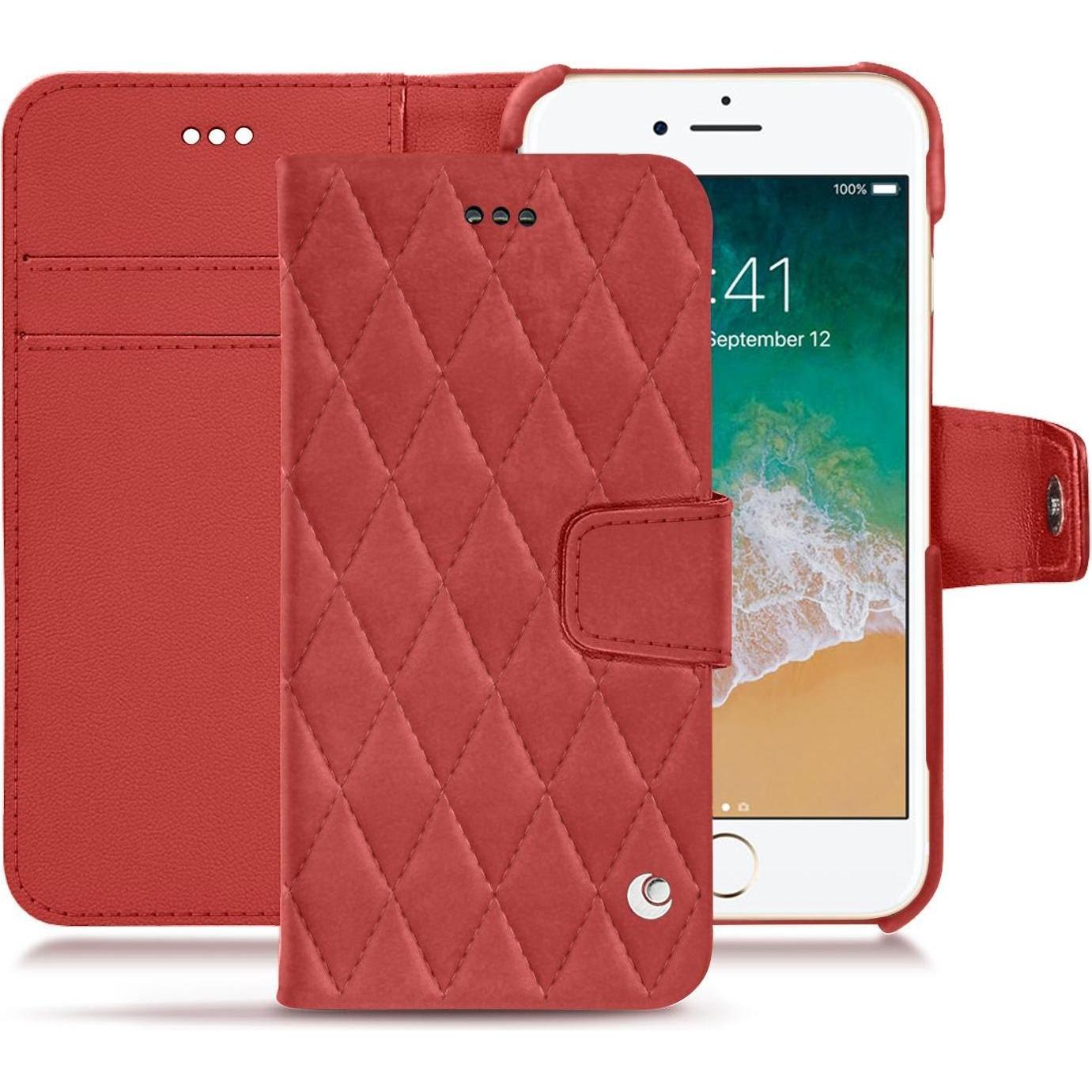 Noreve Lederschutzhülle Wallet (Apple iPhone 7), Smartphone Hülle, Rot