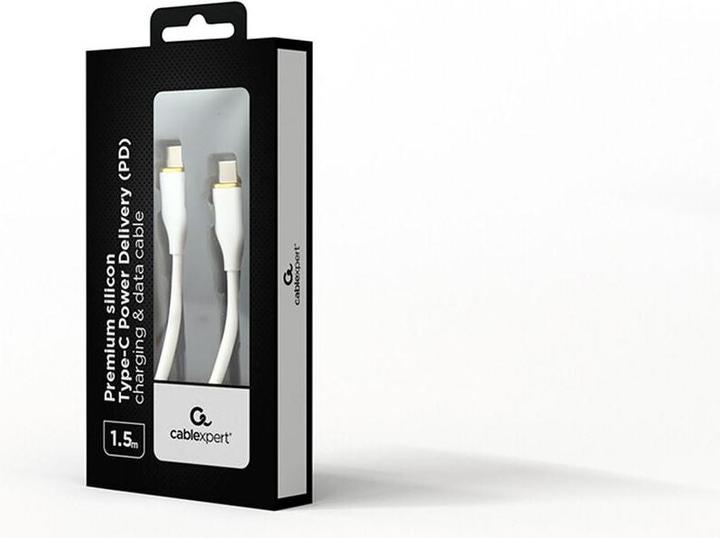 Actual product image Gembird CABLE USB-C 1.5M PREMIUM WHITE/CC-USB2S-CMCM-1.5M-W (1.50 m, USB 2.0, 60 W)