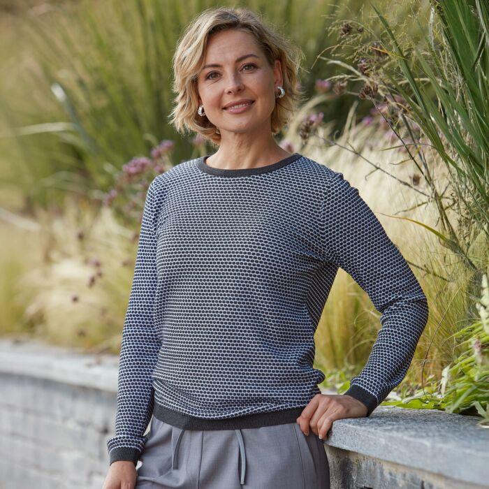 Actual product image Artime Damenpullover mit Two-Tone-Struktur, Rundhals (M)