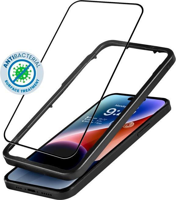 Actual product image Crong Anti-Bacterial 3D Bulletproof Glass - 9H Full Screen Tempered Glass for iPhone 14 Pro + Insta (1 pcs., Apple iPhone 14 Pro)