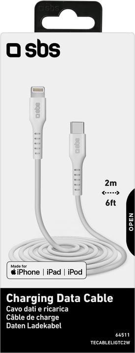 Image du produit SBS Câble de données et de charge Lightning - Type C Longueur 2 mètres (2 m, USB 3.2)