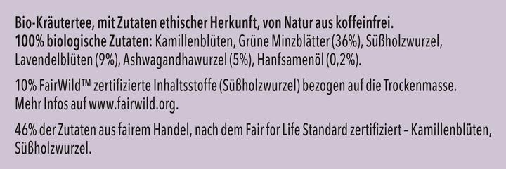 Valeurs nutritives et ingrédients Pukka thé de la paix (30 g)