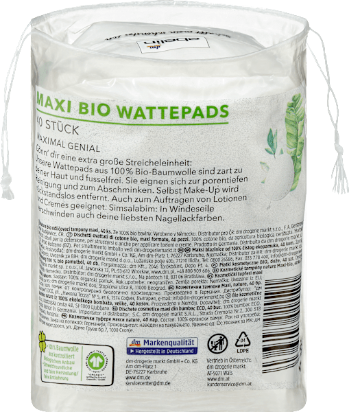 Actual product image dm ebelin Cotton pads Bio Maxi