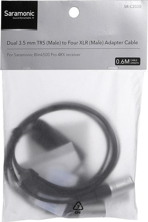 Actual product image Saramonic 2X 3.5mm TRS Male To 4X XLR Splitter For Dual Wireless (Splinters)