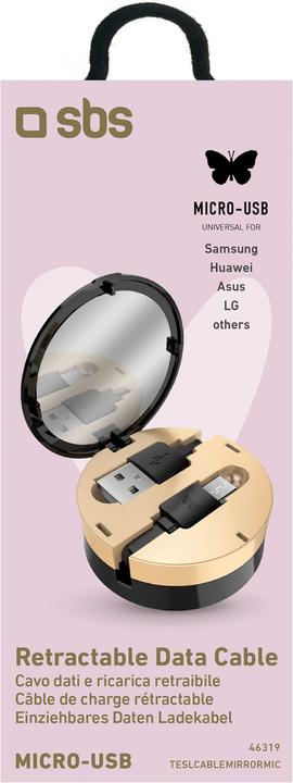 Produktbild SBS Lade- und Datenübertragungskabel Micro-USB mit Spiegel (0.94 m, USB 2.0)