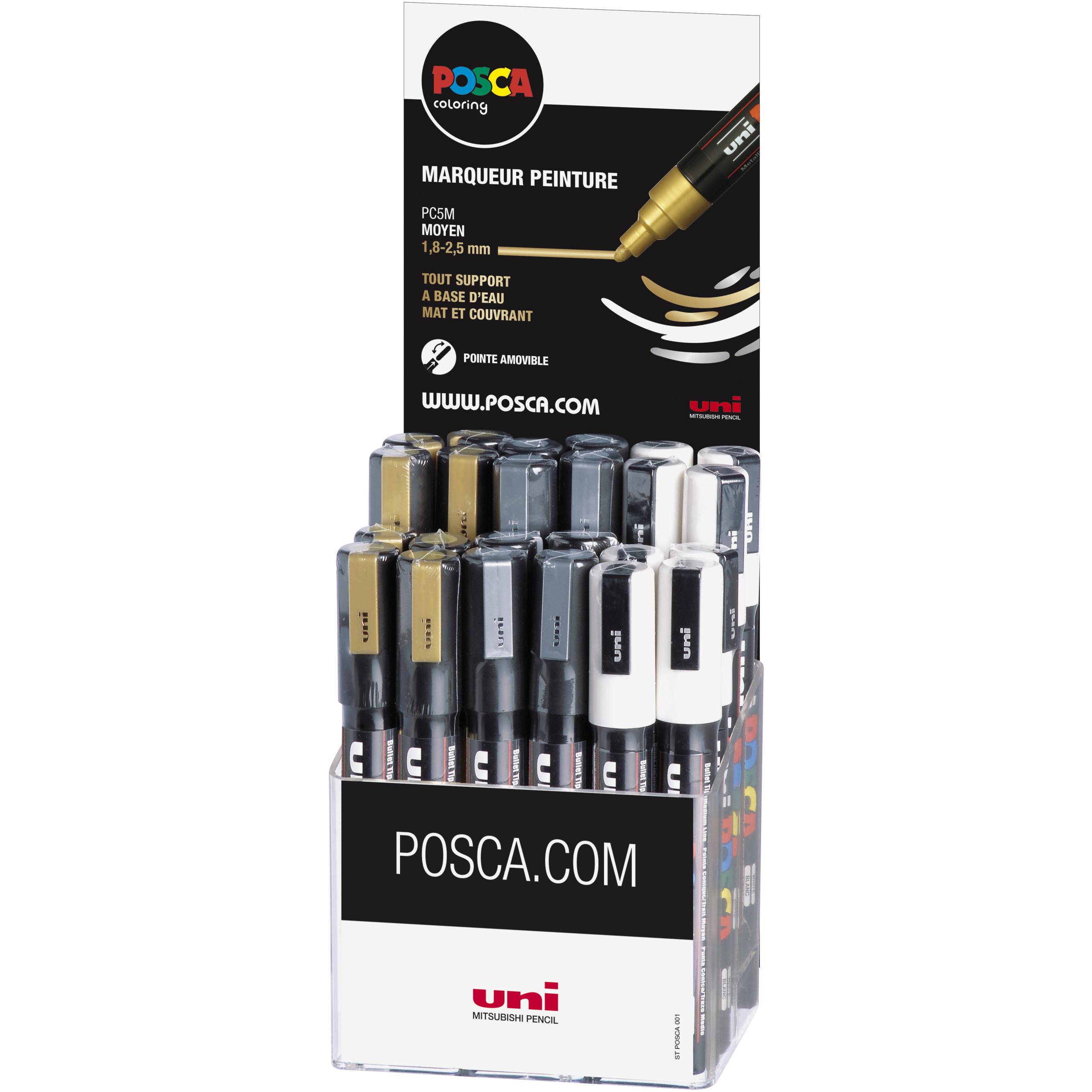 Thumbnail - Posca, Marker, Marker UNI PC-5M Display 36x (Silber, Weiss, Gold, 2.50 mm, 36 x)