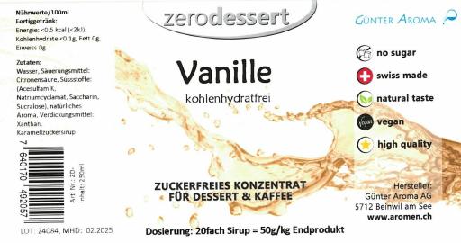 Valori nutrizionali e ingredienti Günter Aroma Vaniglia