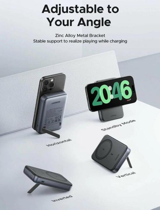 Image du produit Ugreen 10000mAh Magnetic Wireless Power Bank 20W PD Entrée/Sortie USB-C 7.5W Wireless Charging Powerbank... (10000 mAh, 20 W)