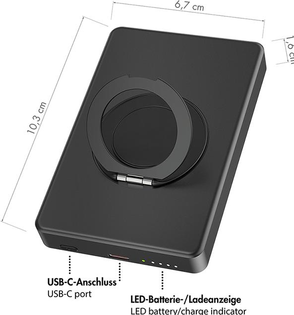 Actual product image LogiLink MagSafe Wireless Powerbank 10.000 mAh, schwarz (10000 mAh, 20 W)