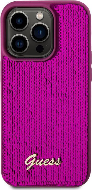 Actual product image Guess Sequin Script Logo Case for iPhone 14 Pro Max Magenta (Apple iPhone 14 Pro Max)