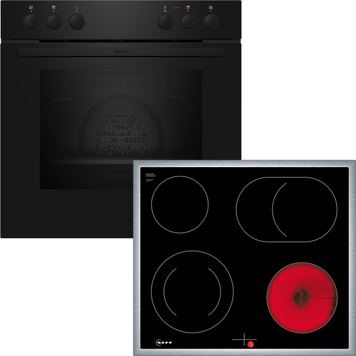 Image du produit Neff Set four encastrable, E1DCA0AK3 + M16SRF0L0, Cuisinière encastrable, Plaque de cuisson électrique