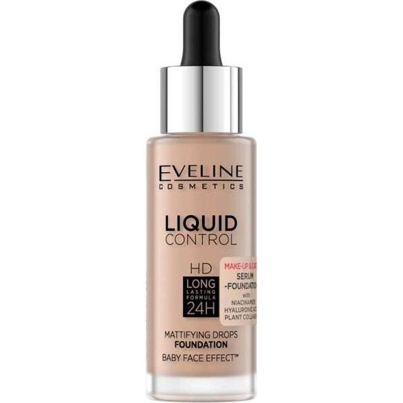 Eveline, Fondotinta, Fondotinta Liquid Control HD Mattifying Drops matujący podkład do twarzy 025 Light Rose Niac (Rosa leggera)