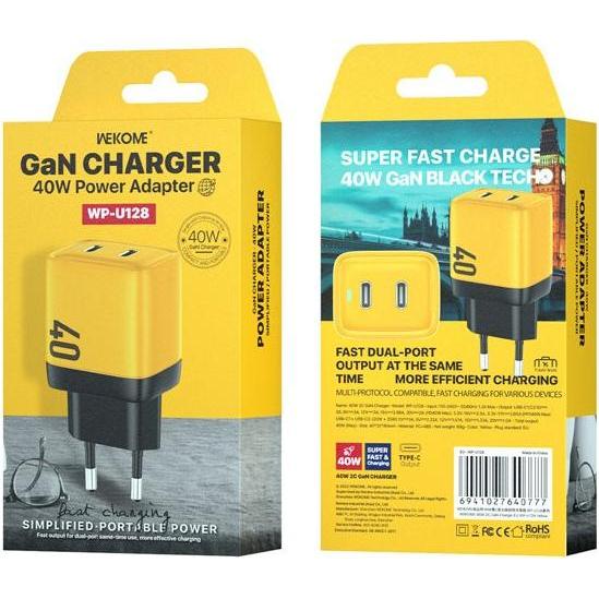 Thumbnail - Wekome Mains charger 2xUSB-C Super Fast Charger GaN (40 W), USB Ladegerät