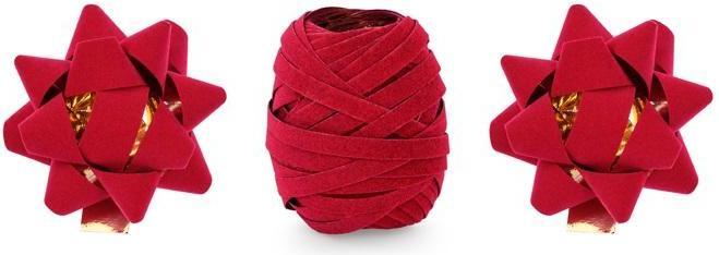 Produktbild Partydeco Set of velor ribbons and rosettes, red, mix (1 pkt / 3 pc.) (3x)