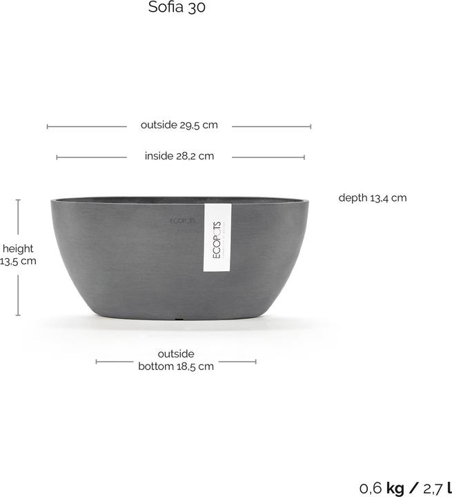 Image du produit Ecopots Sofia (30 x 13 x 13.50 cm)