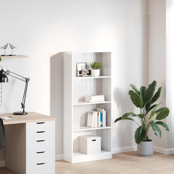 Actual product image vidaXL Bücherregal Hochglanz-Weiss 60x24x143 cm Holzwerkstoff (60 x 24 x 143 cm)
