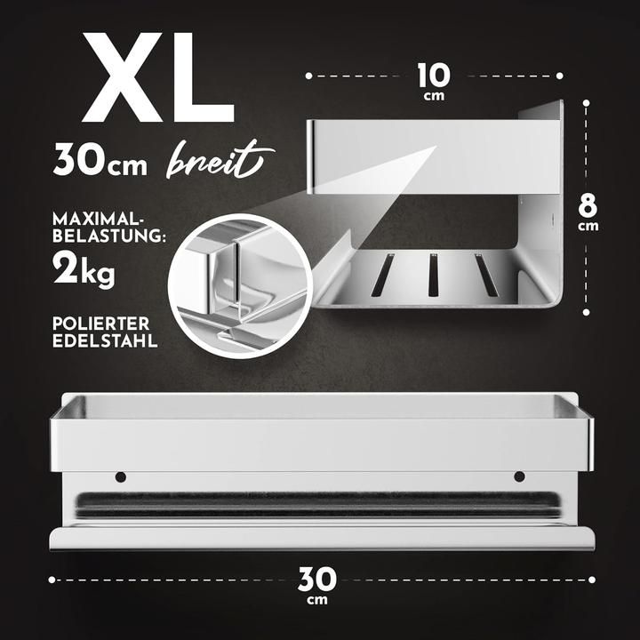 Produktbild 5-in-1 Duschablage Set ohne Bohren (30 x 8 x 10 cm)