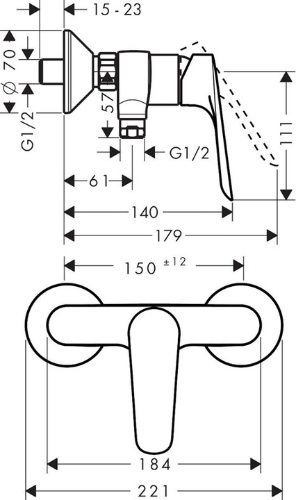 Actual product image hansgrohe SHOWER MIXER LOGIS E 71602000