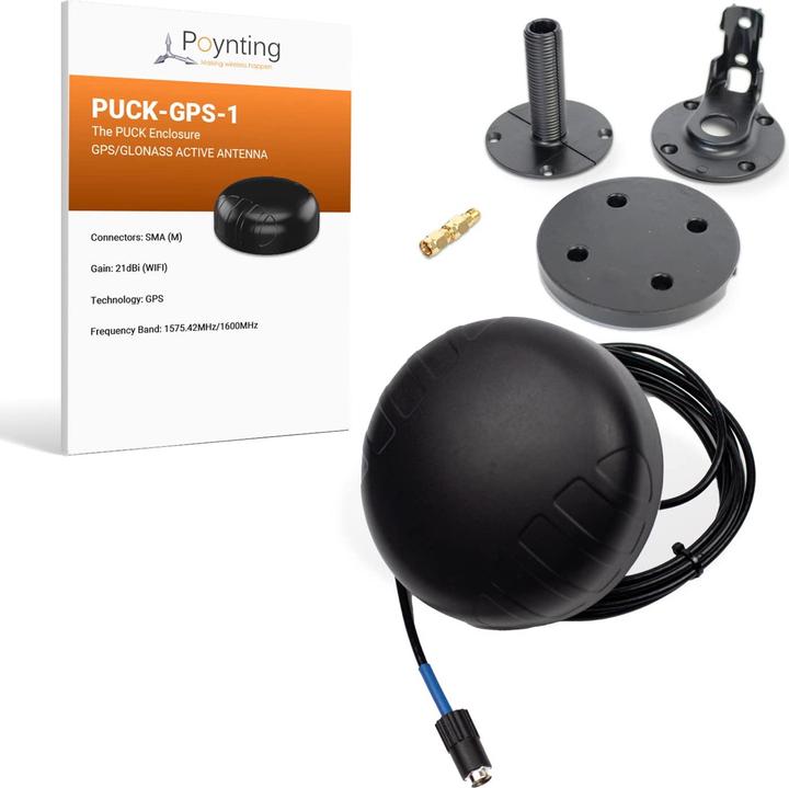 Actual product image Poynting Antennas - GPS - Car - GPS-001-V2-01 - black - SMA (M) - PUCK Antenna MIMO - SMA - 2 Me (GPS)